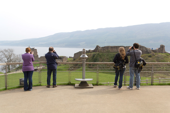 Tourists at Urquhart Castle in Scotland