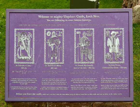 The plaque highlighting some influential people at Urquhart Cast