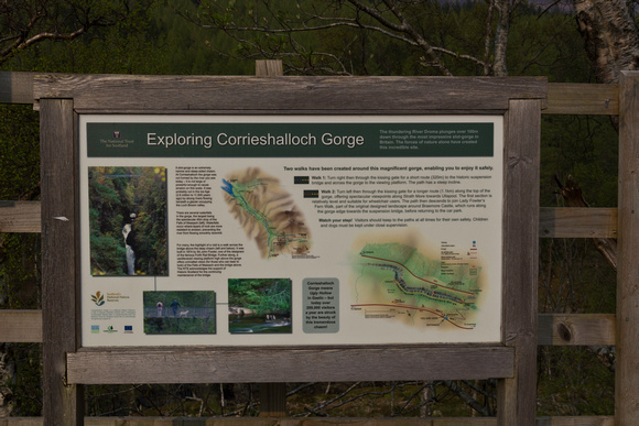 Sign for the Corrieshalloch Gorge in Scotland
