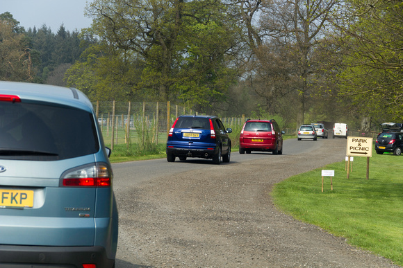 Cars at the entrance near the Blair Drummond Safari park in Scot