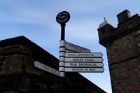 Direction markers to different parts of the Edinburgh Castle