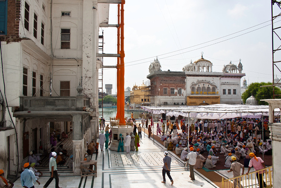 Devotees gathering inside the Golden Temple in India