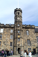Tourists and the royal palace inside the Edinburgh Castle