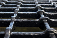Iron mesh made of thick iron bars inside the Edinburgh Castle