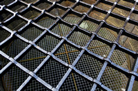 Iron protection on mesh covered well inside Edinburgh Castle